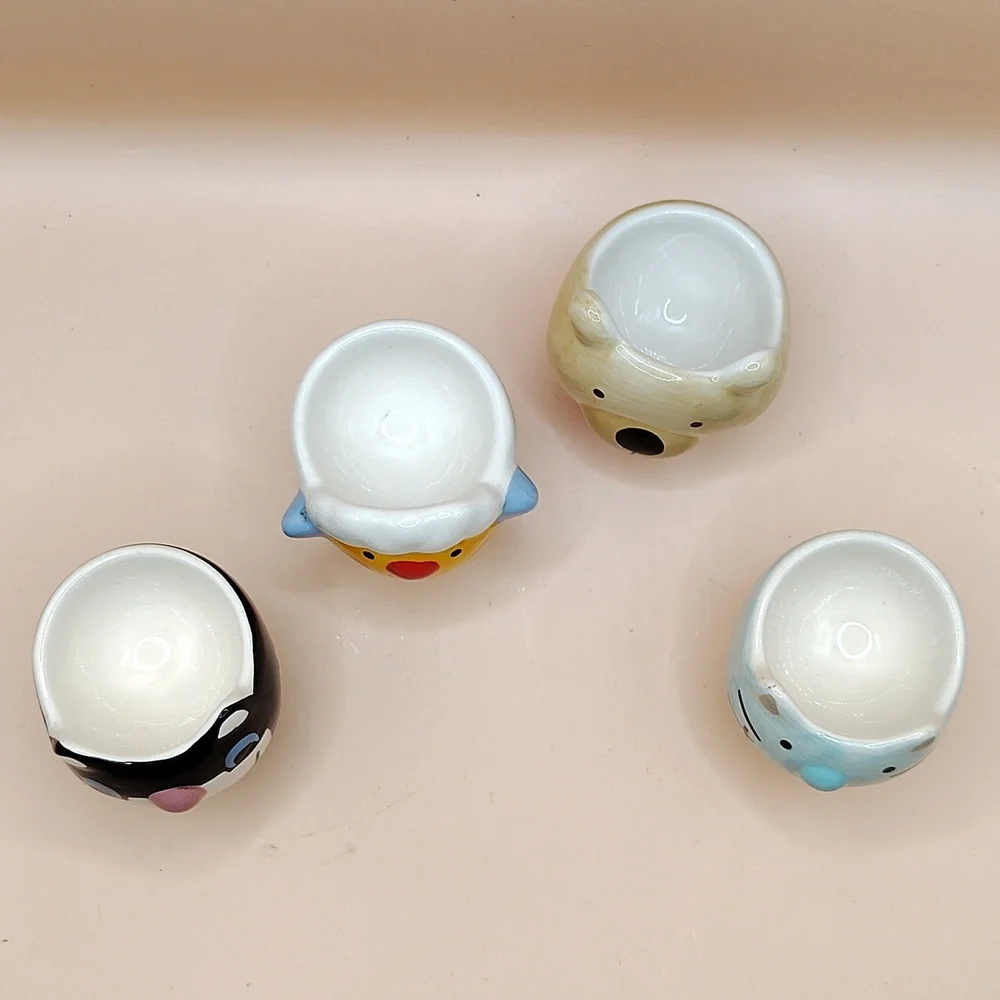 Vintage Animal-Themed Ceramic Egg Cups Set